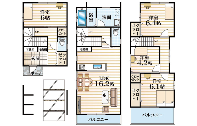 パークスコート鶴見区放出東2丁目4LDKプラン間取り